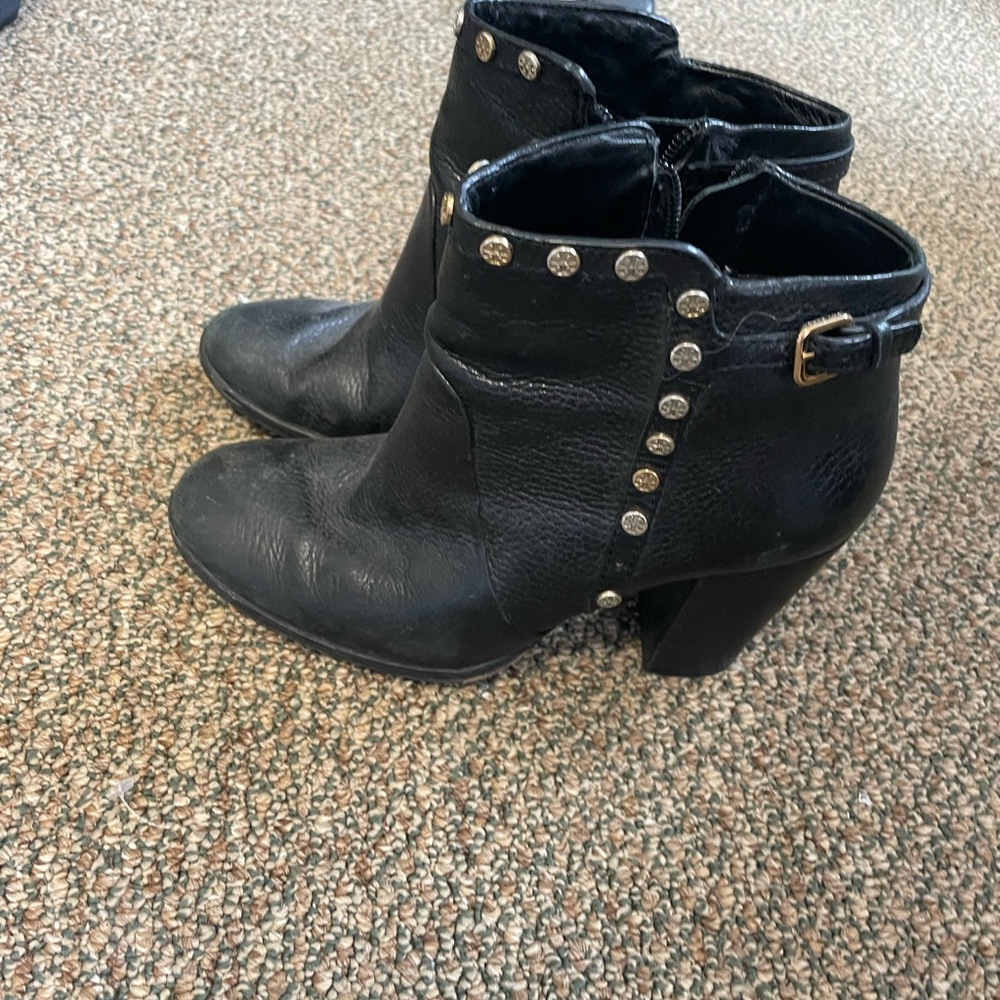 Tory Burch black studded heeled booties